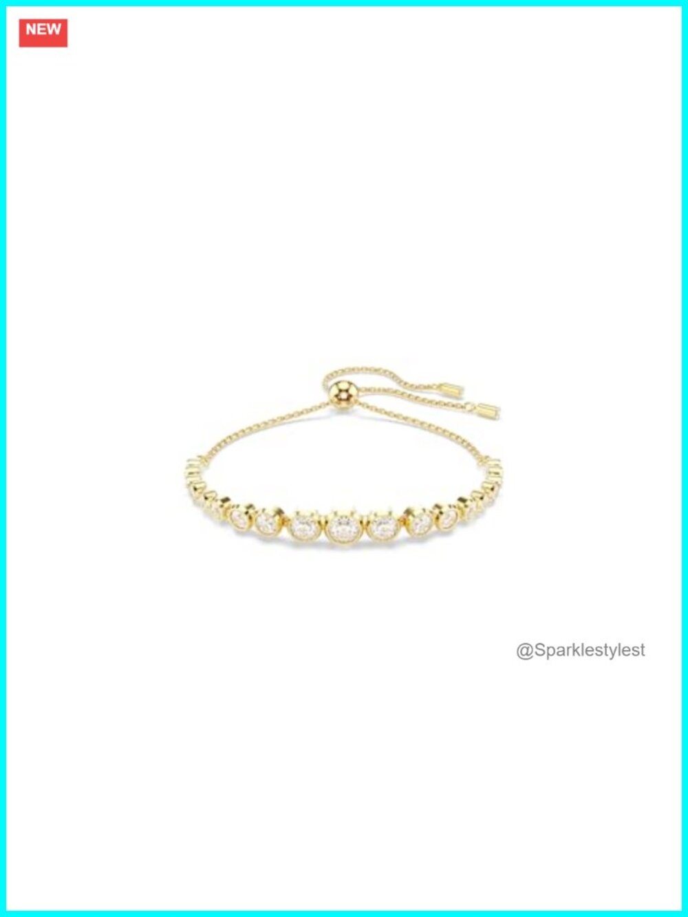 Gold-tone Tennis Bracelet with Clear Round-Cut Crystals
